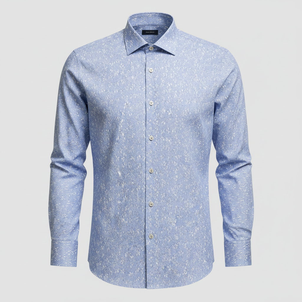 Light Blue Jacquard Floral Shirt