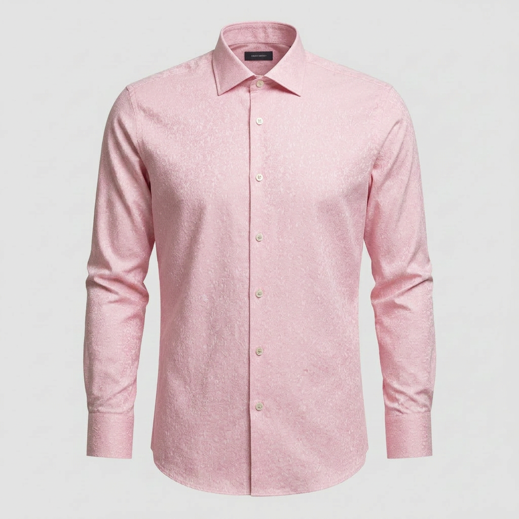 Pink Jacquard Floral Shirt