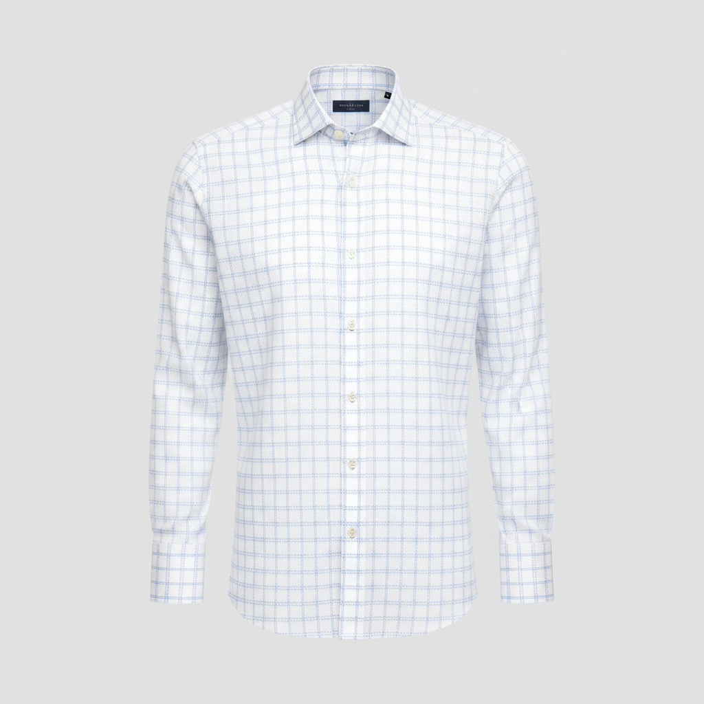 Light Blue Dobby Check Shirt