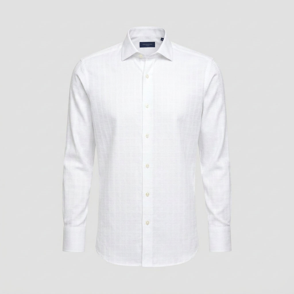 White Dobby Check Shirt