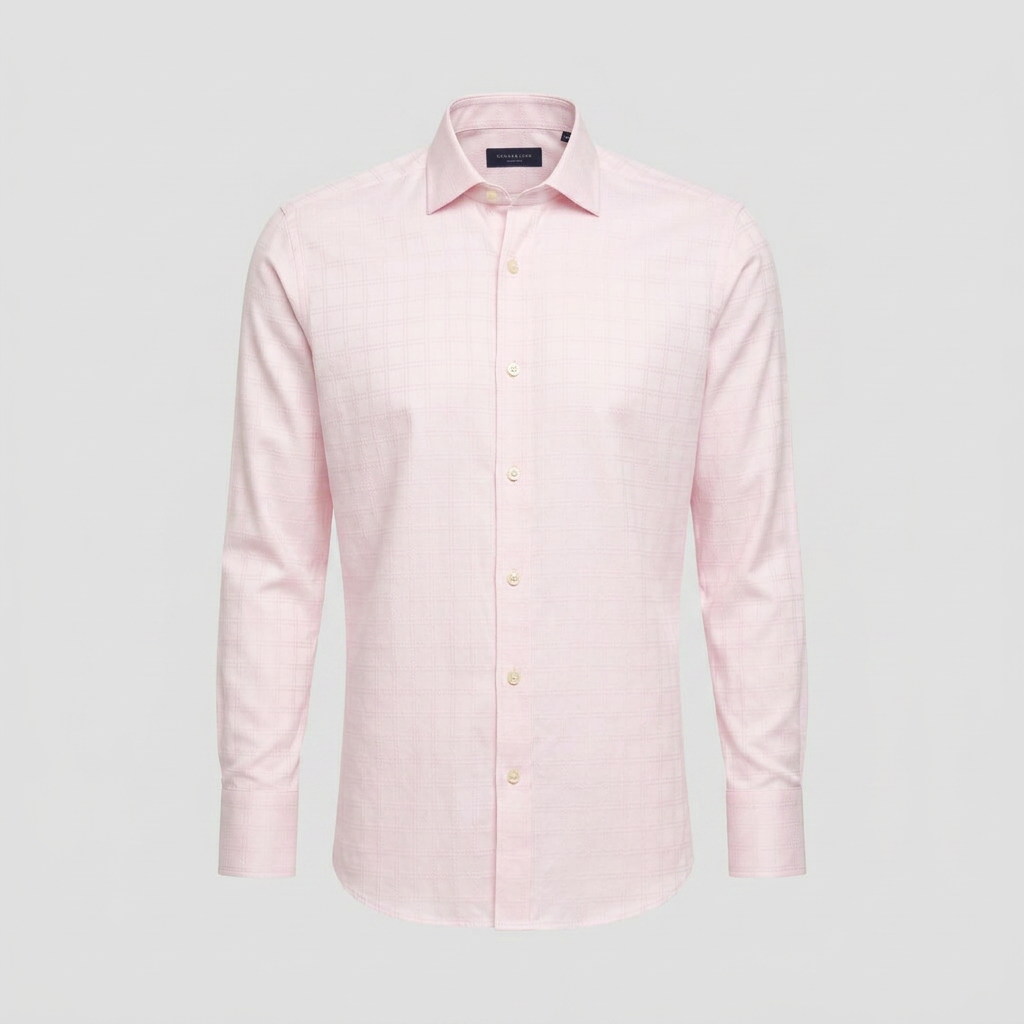 Pink Dobby Check Shirt