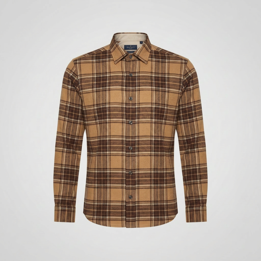 Camel Tartan Flannel Shirt