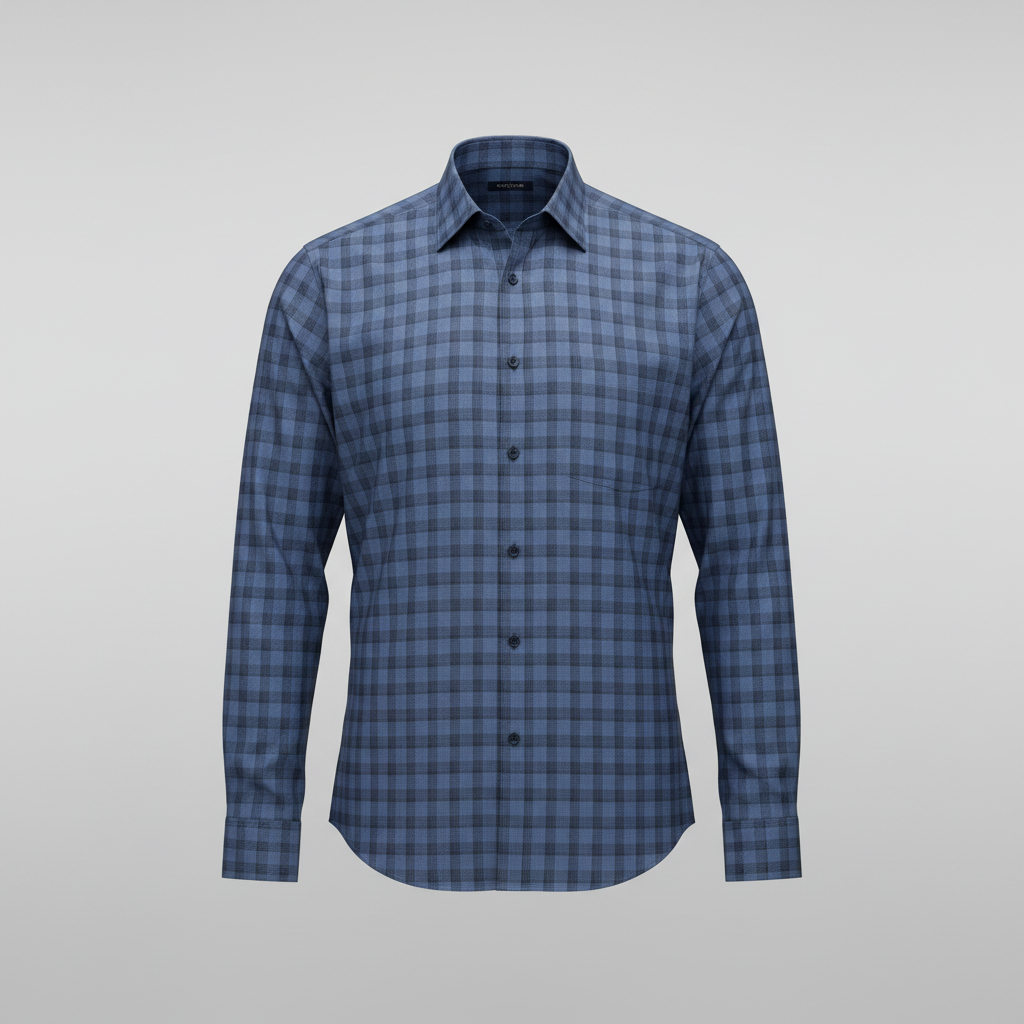 Indigo Wool Performance Gingham Shirt