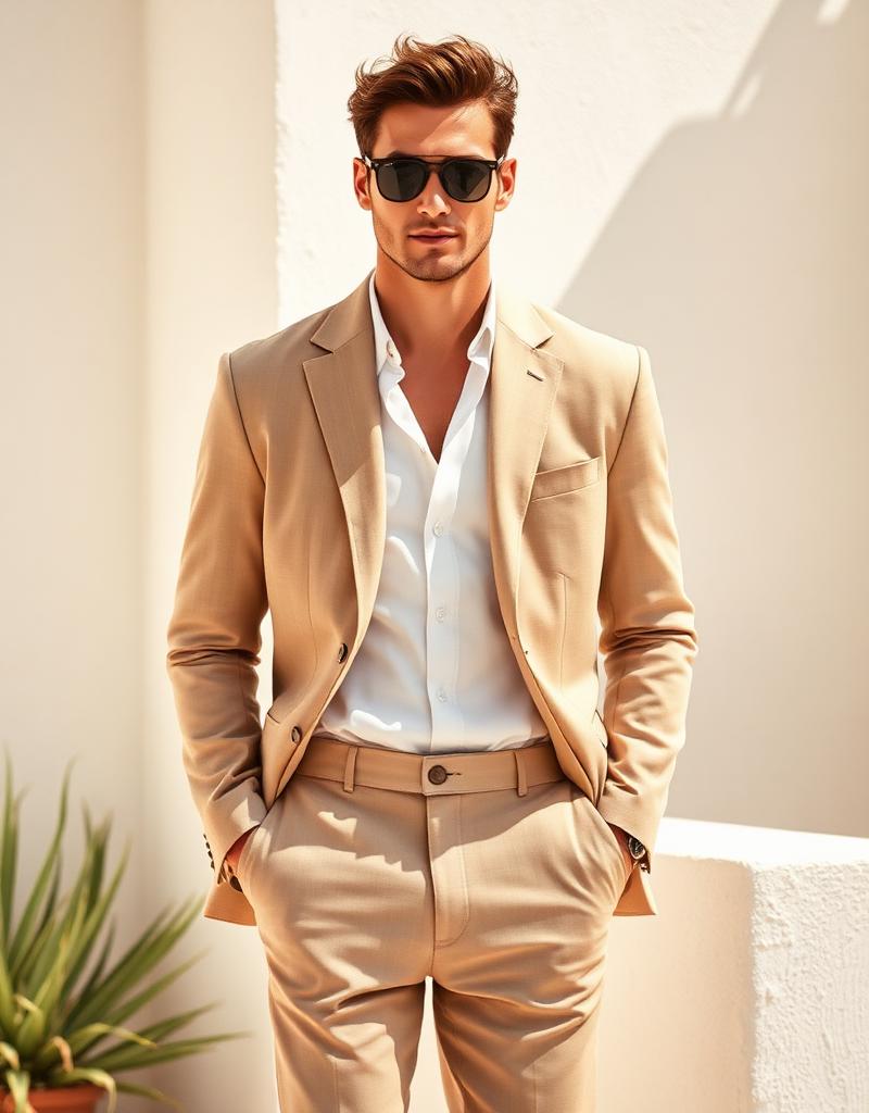 Tan Linen Suit
