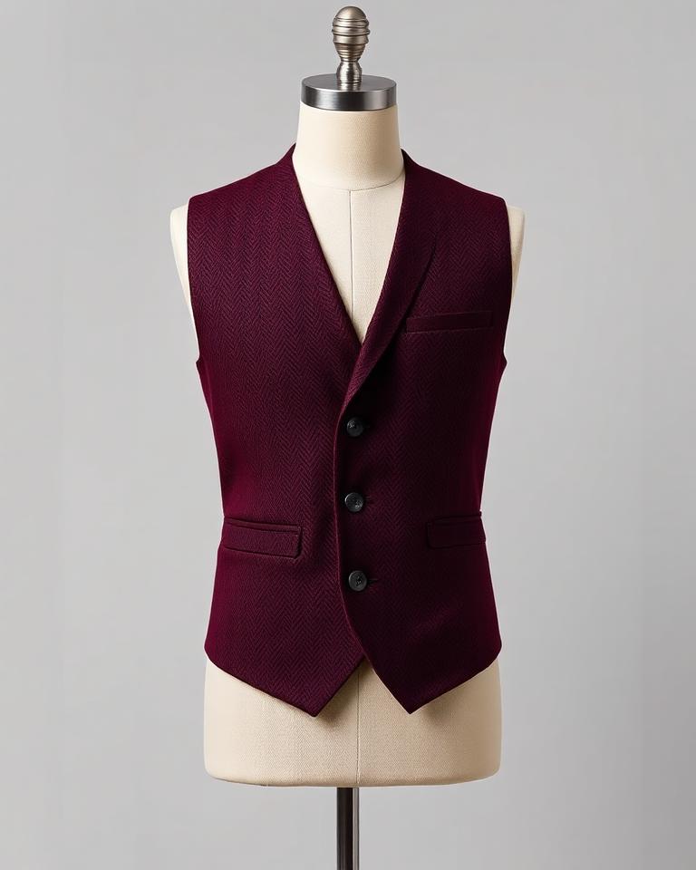 Burgundy Herringbone Vest